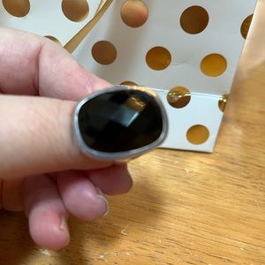 Black Onyx Multi-Faceted Oval Sterling Silver Ring